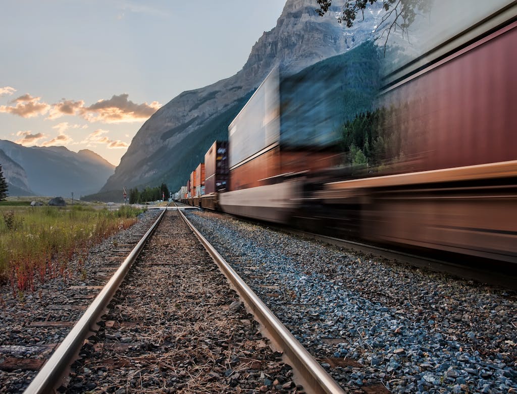 Passing Train on the Tracks