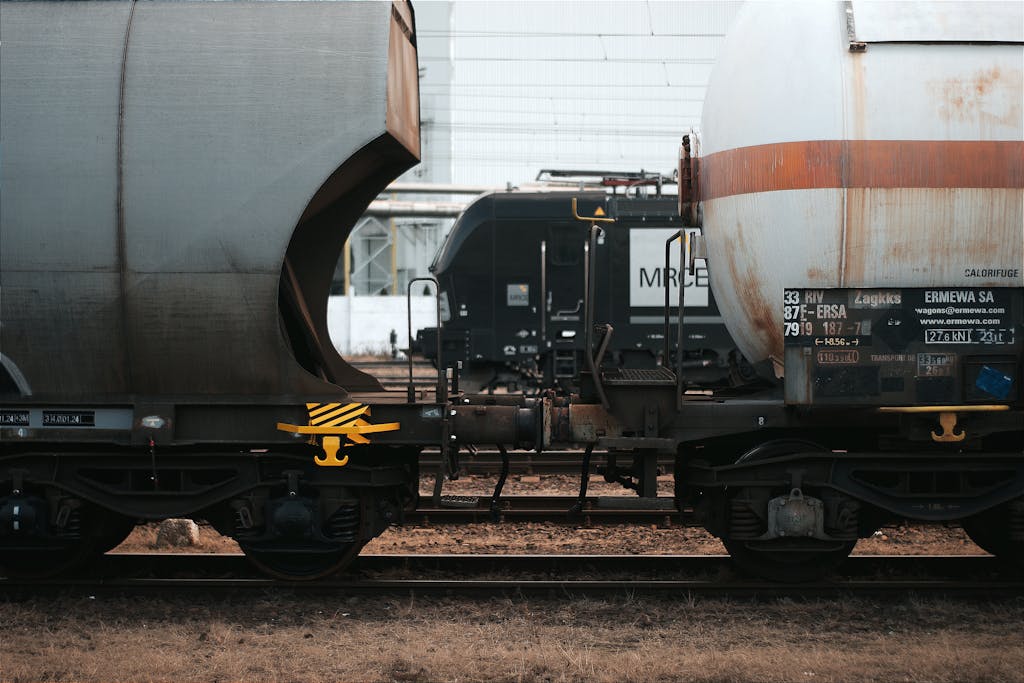 Cargo Train Cars on Railway